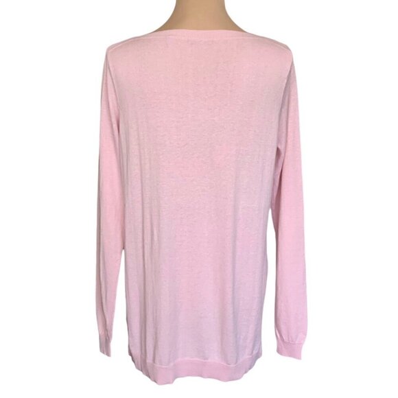 NWT Cullen Sweater Sz.L Pink Black Lace Ballet Neck Lightweight Relaxed Fit - Picture 5 of 11
